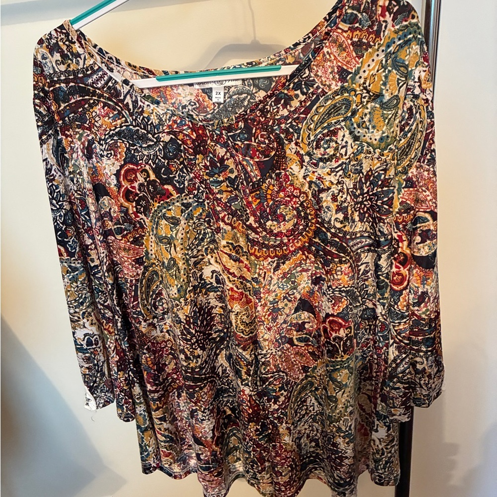 Vibrant Paisley Women's Blouse 2X